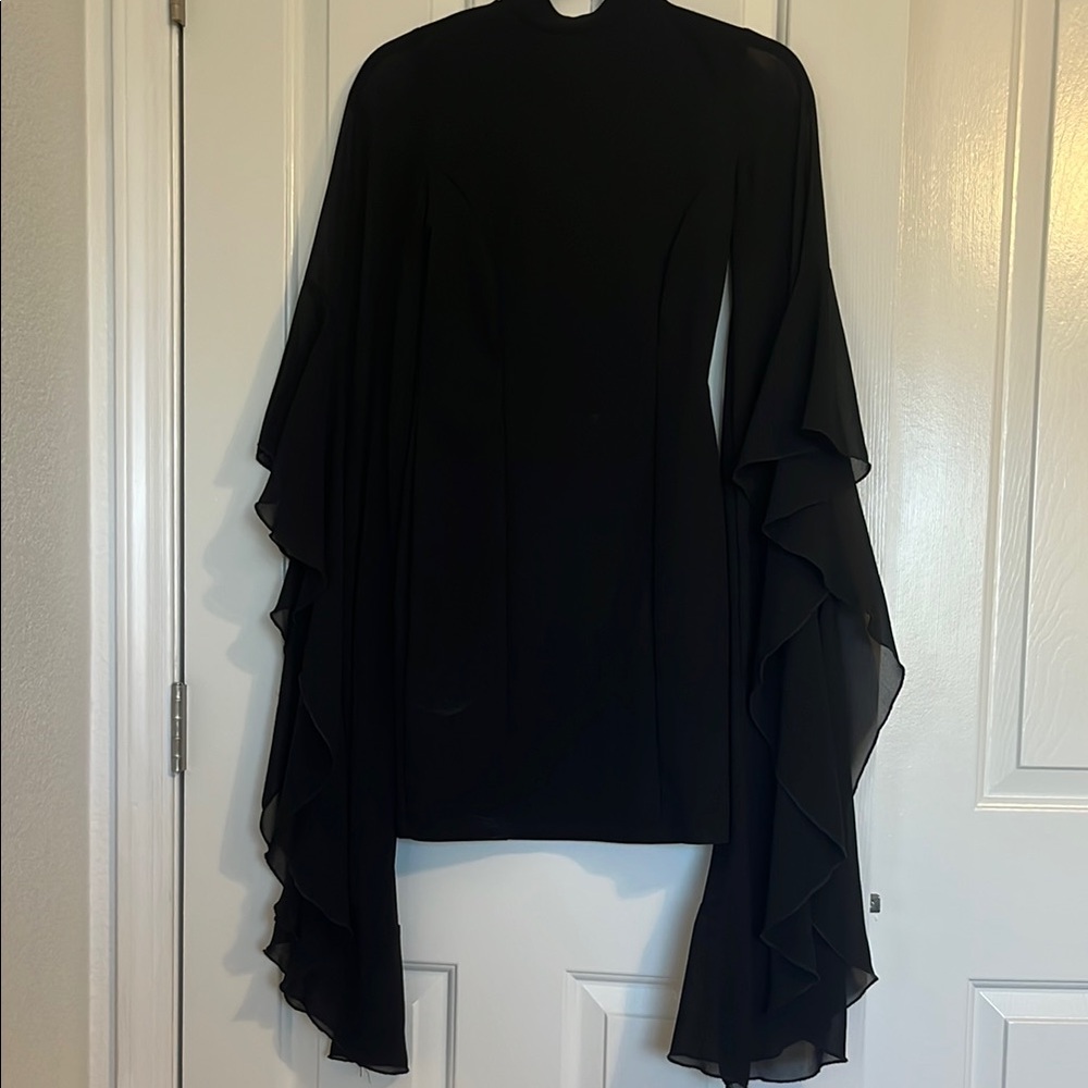 Black Dress with Tiered Bell Sleeve